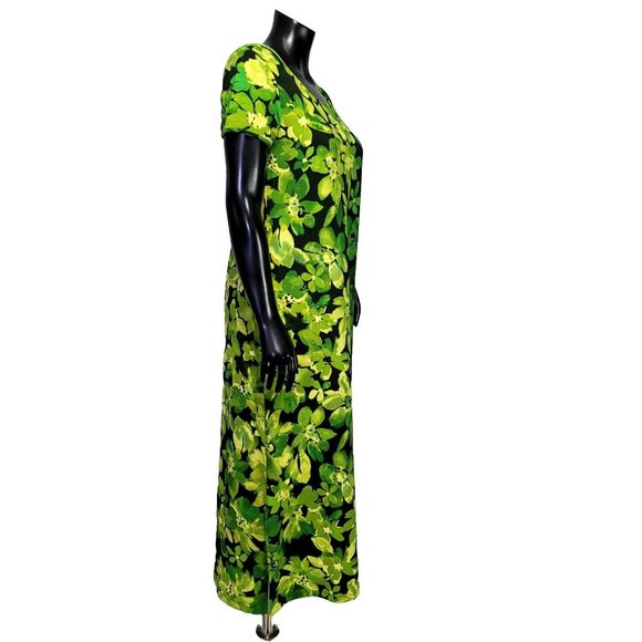 Bob Mackie Womens XSP Green Ombre Floral‎ Crepe Midi Casual Beach Vacay Dress - Picture 6 of 10